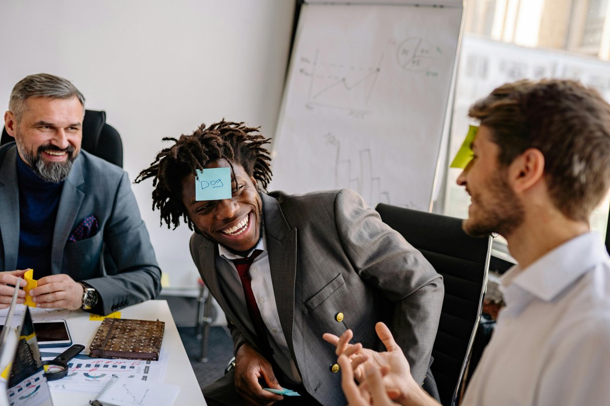 team playing a game in the office